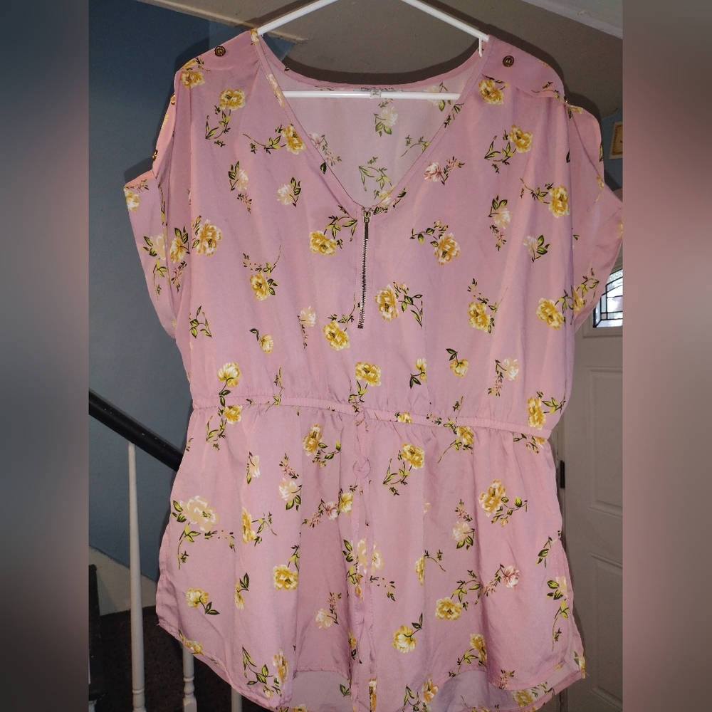 🦋 Speed Limit Floral Pink Shirt with Yellow Accents